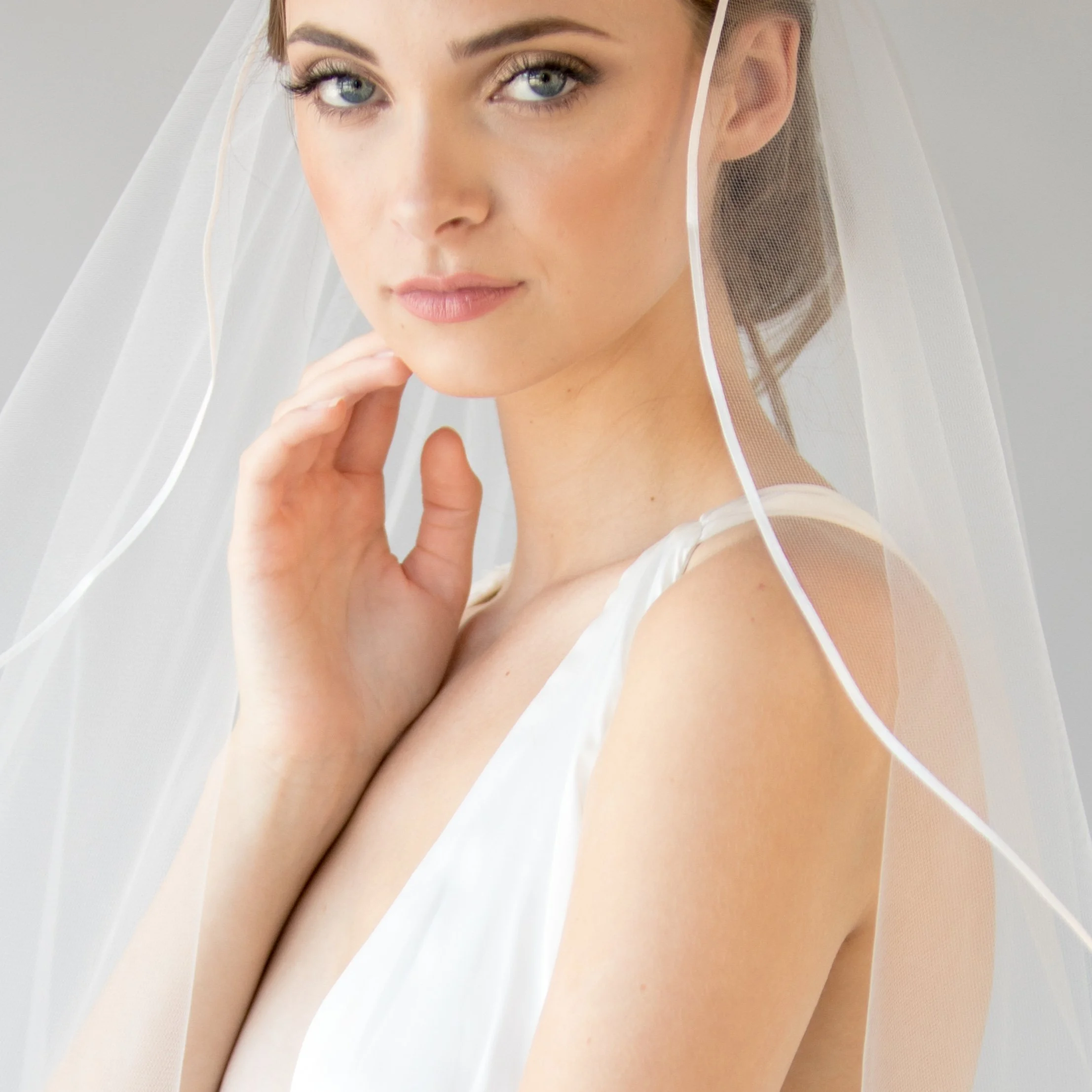 Blaise wavy bridal fingertip length veil. — Justine M Couture